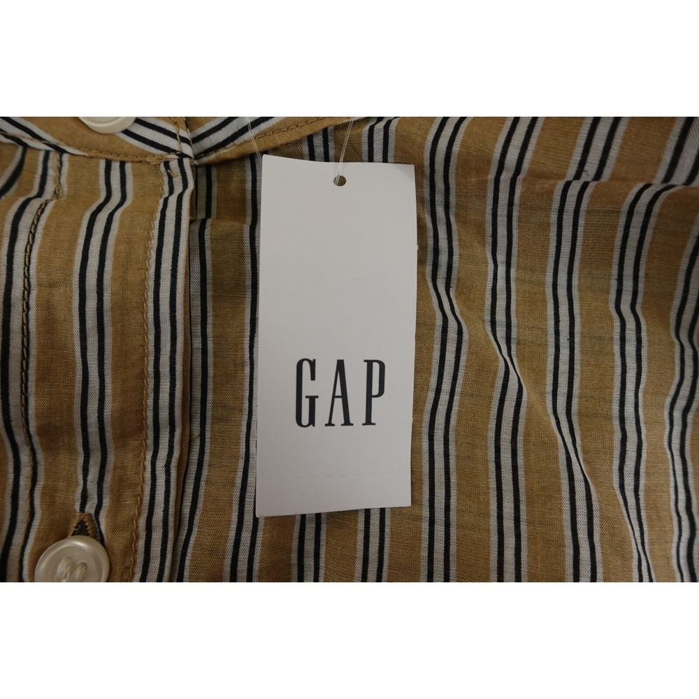 Gap Womens Size XL Khaki Tan Striped Sheer Long Sleeve Button-Front Shirt NWT - Picture 10 of 10
